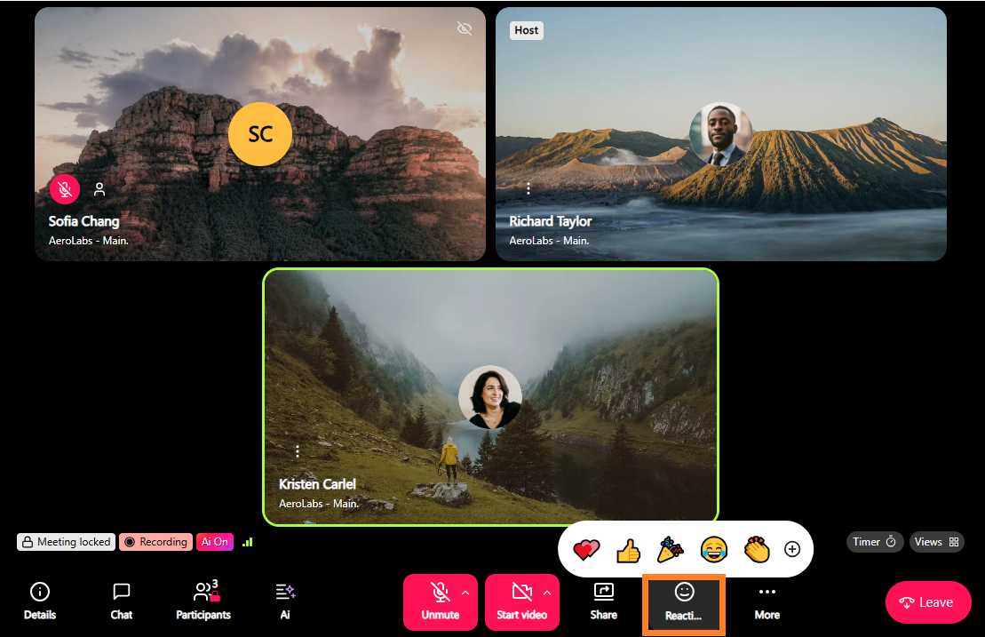 Reactions button to use emojis