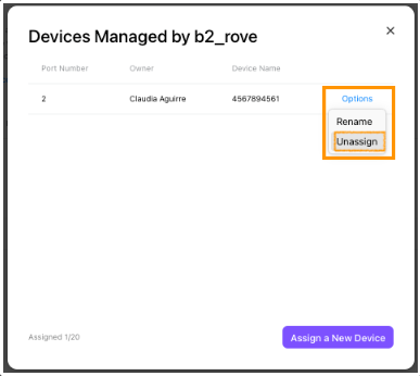 Unassign a device