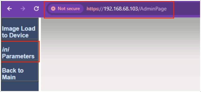 Parameters screen