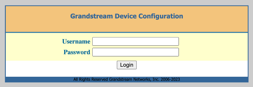 Grandstream UI login