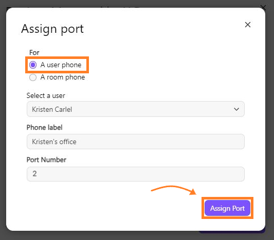 Assign user phone