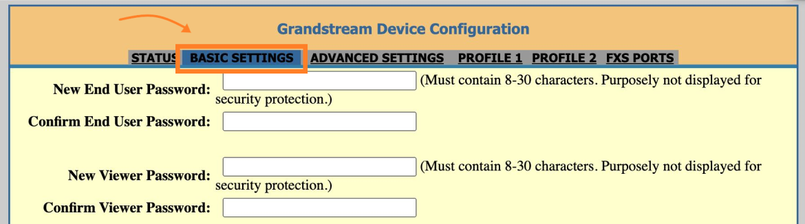 Grandstream basic settings