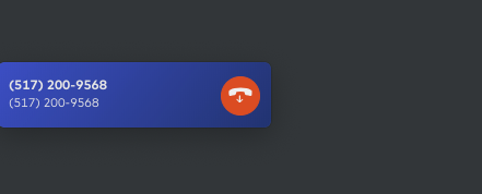 Screenshot of the Dialpad Everywhere mini dialer widget displaying an active outgoing call along with a red end call button.