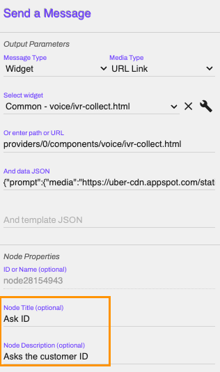 Node details with the Node Title and Node Description highlighted.