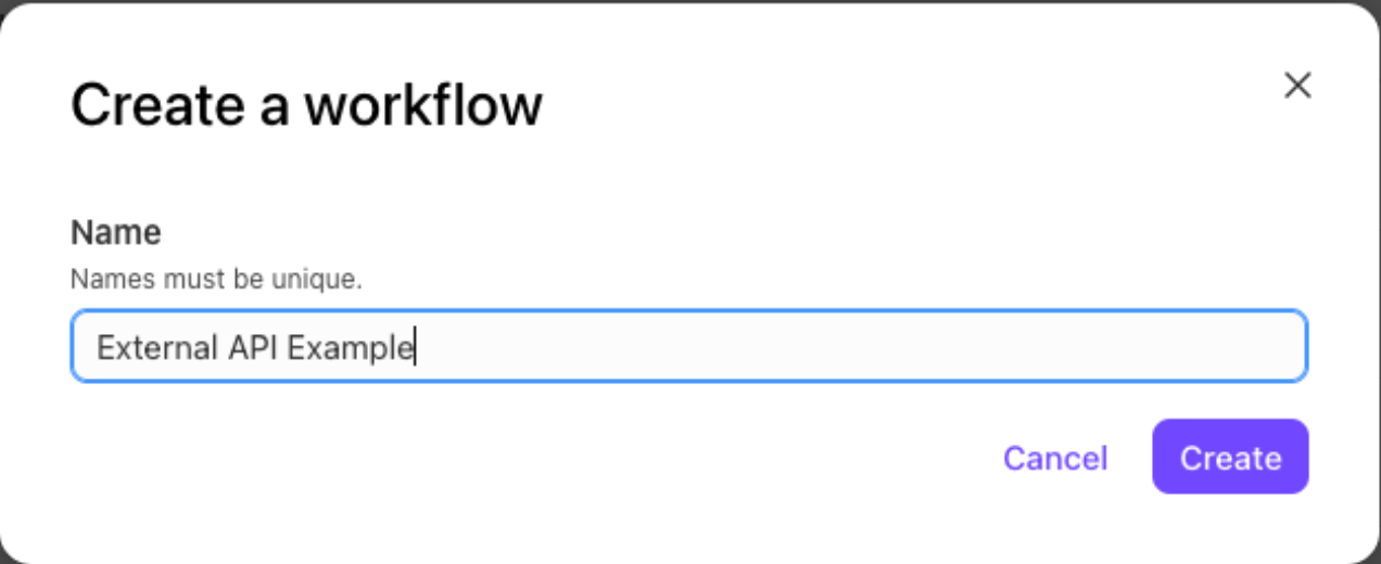 Create a workflow pop-up.