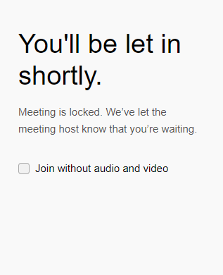 Meeting Locked Notifiction pop up