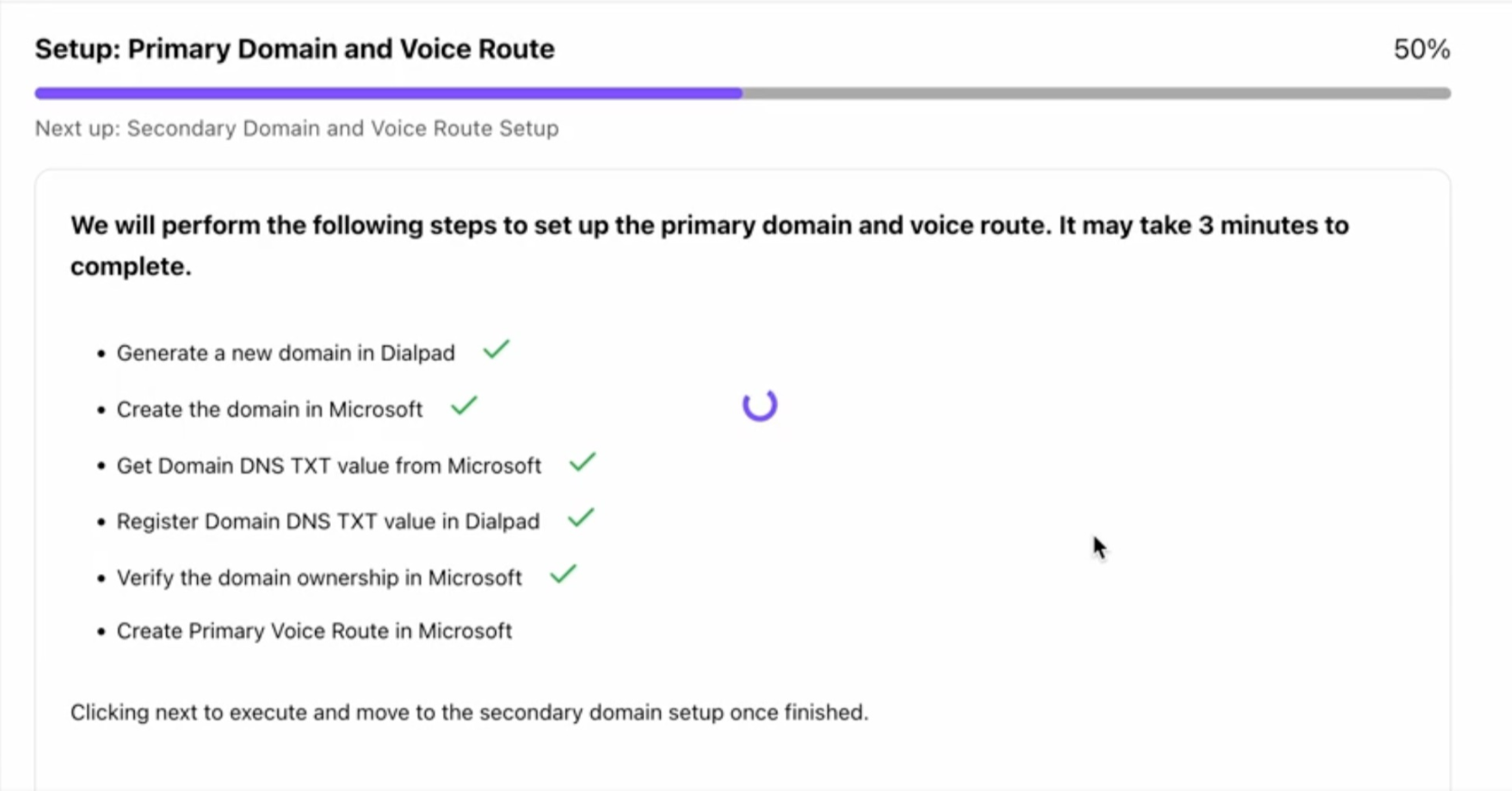 Steps to set up primary domain and voice route in Dialpad and Microsoft.