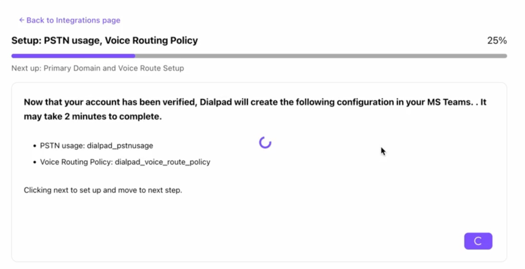 Setup process for PSTN usage and voice routing policy in Dialpad for MS Teams.