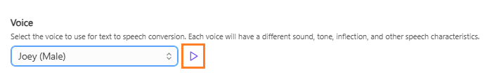 Image of voice selection for text to speech