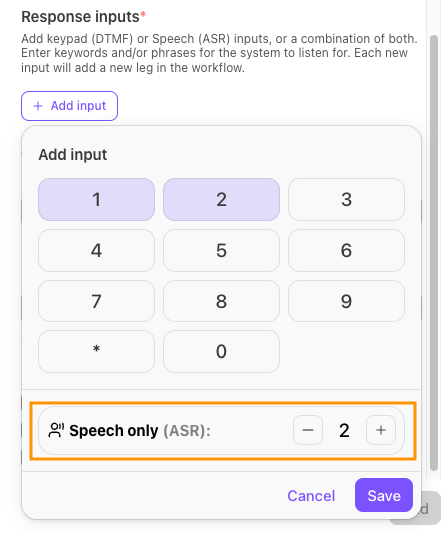 Image of Keypad option with Speech only highlighted.