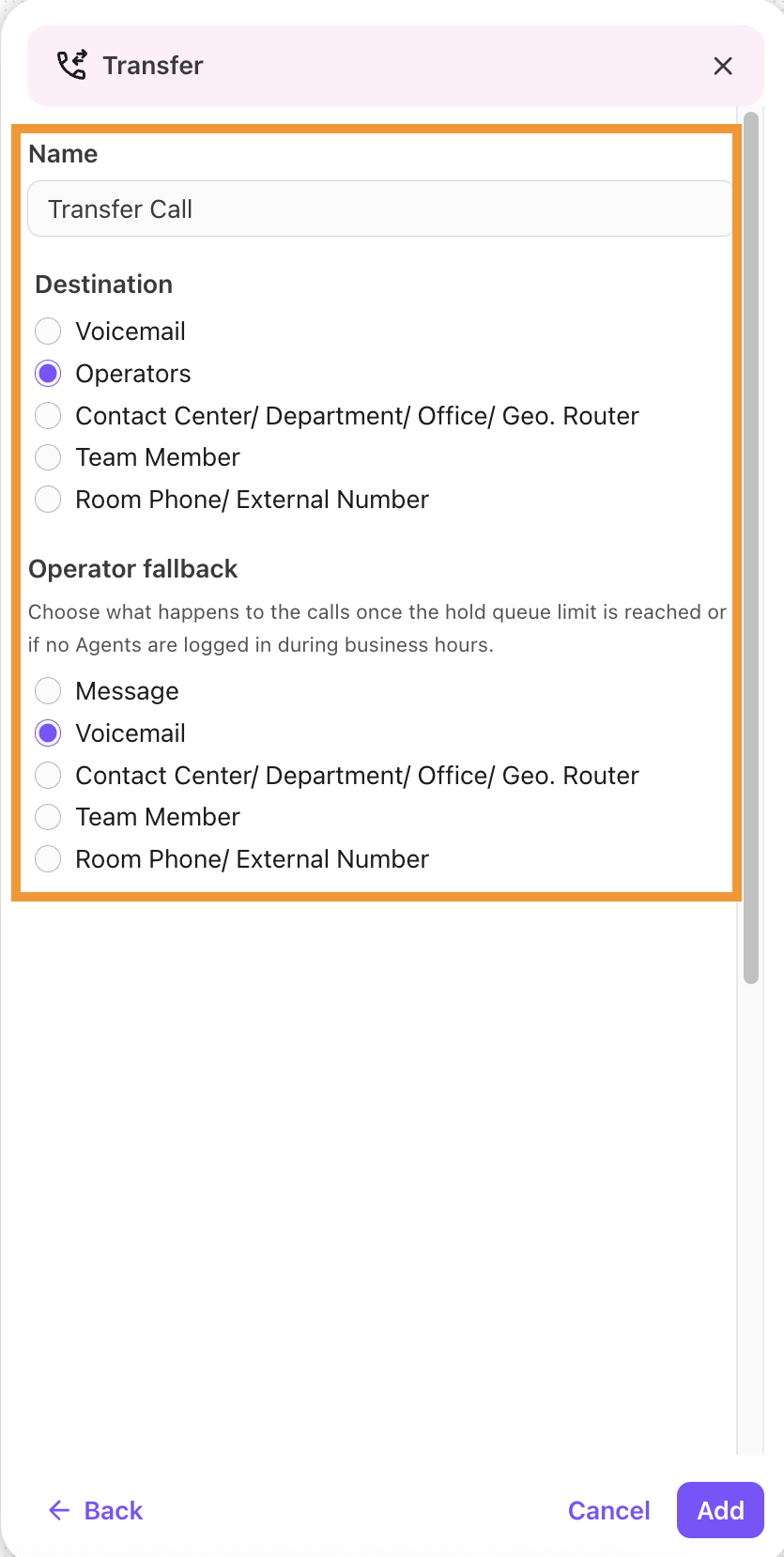 ptions for steps after adding a Menu Step.