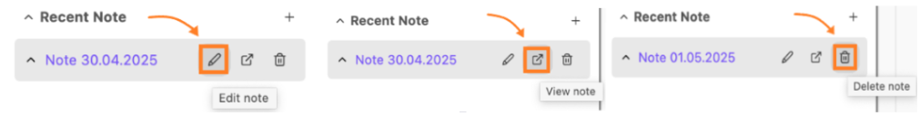Note options in the FreshDesk widget.