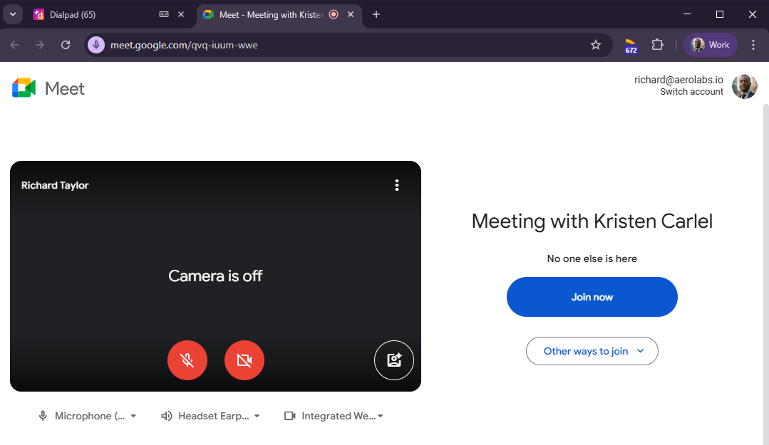 Google meet page from web browser.