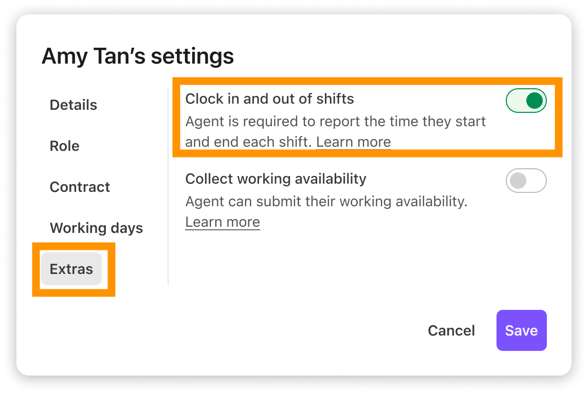 Select the Extras tab