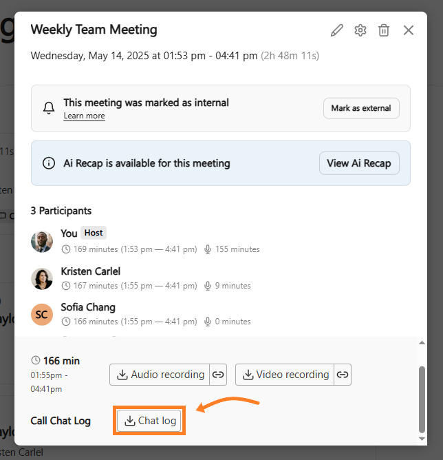 download chat log