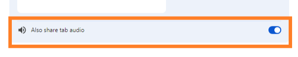 Also share tab audio toggle