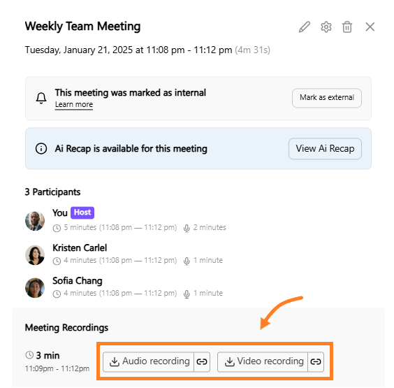 meetings recording download