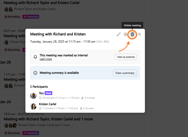 delete meeting
