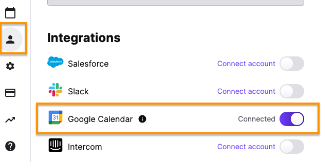 google calendar toggle