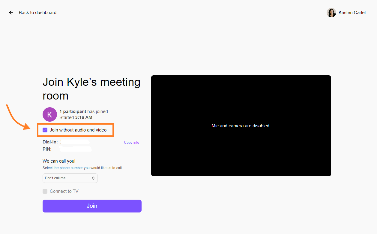 Join without audio and video