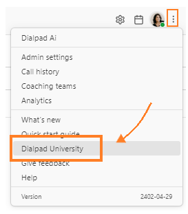 screenshot of Dialpad University in the Dialpad App.