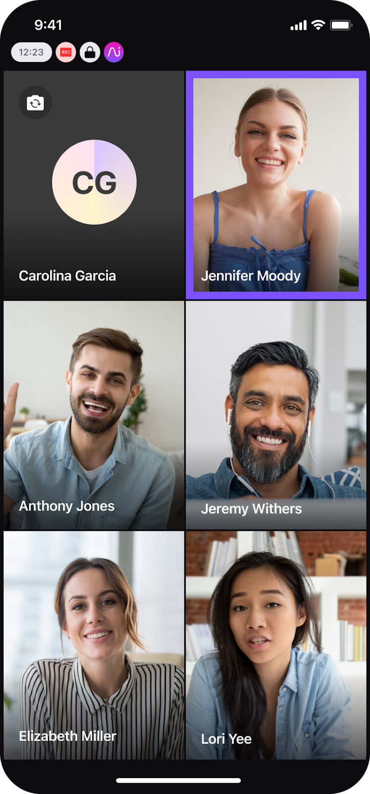 5 other participants’ video streams at once