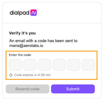 Screenshot of multi-factor authentication