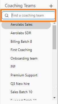 Screenshot of Coaching Team drop down with the search bar highlighted.
