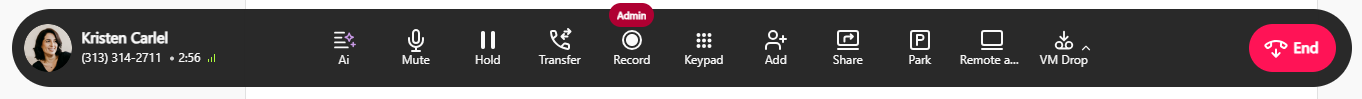 Dialpad modern call interface pop-ups displaying an incoming call notification card with prominent Accept and Decline buttons, paired with a floating active call control bar featuring live call action icons.
