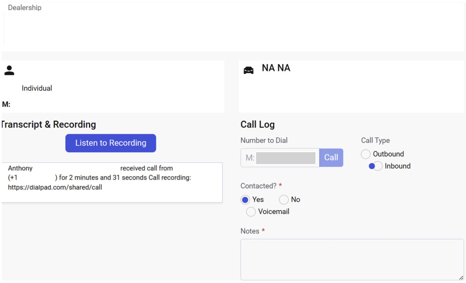 View of a VinSolutions customer page