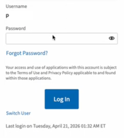 Login screen for athenahealth.