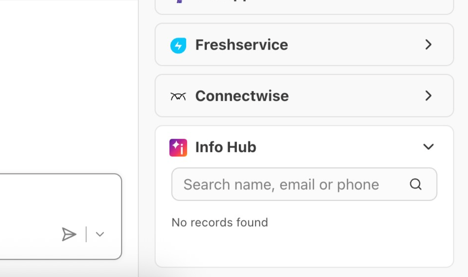 User interface displaying various application options and a search bar for records.