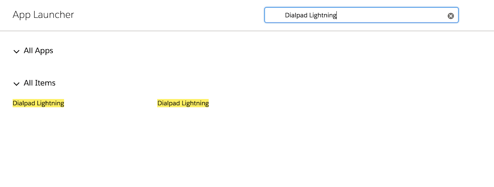 Dialpad lightning search