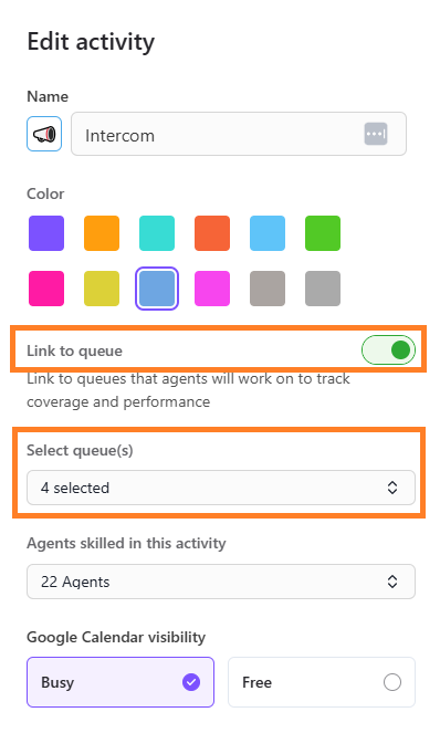 colour options for a filter type.
